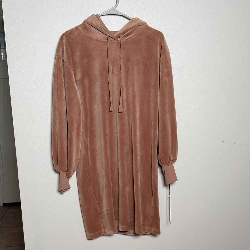 Calvin Klein Velour Long Sleeve Hooded Dress
